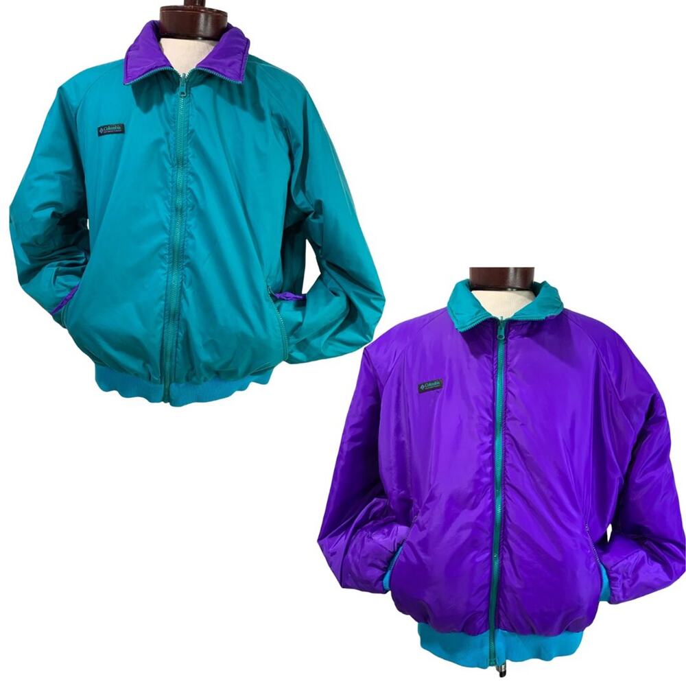 Size XL‎ Columbia 1990s Reversible Mens Ski Jacket Teal Purple